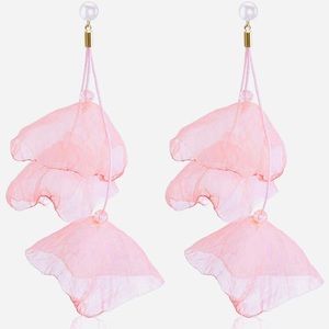 Large Pink Petal Earrings NWOT